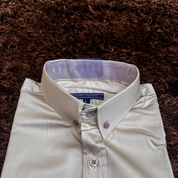 Men’s champagne gold smart fit cotton shirt by Tommy H.