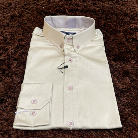 Men’s beige smart fit cotton shirt by Tommy H.